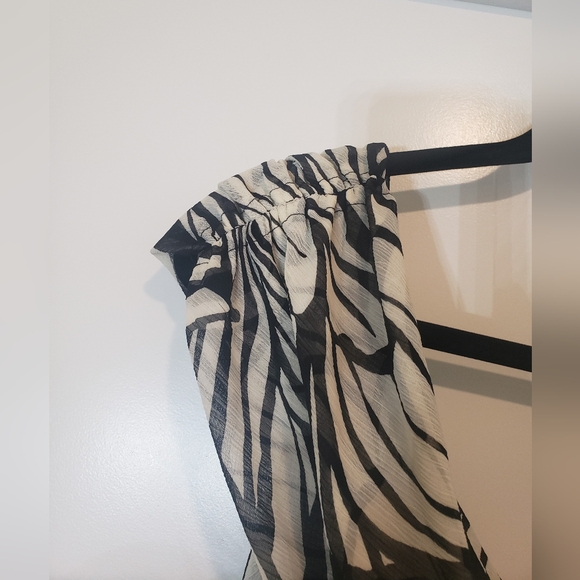 Giorgio Fiorlini Long Dress Sleeveless Draped Neck Black White Floral Size 16 - Picture 4 of 12